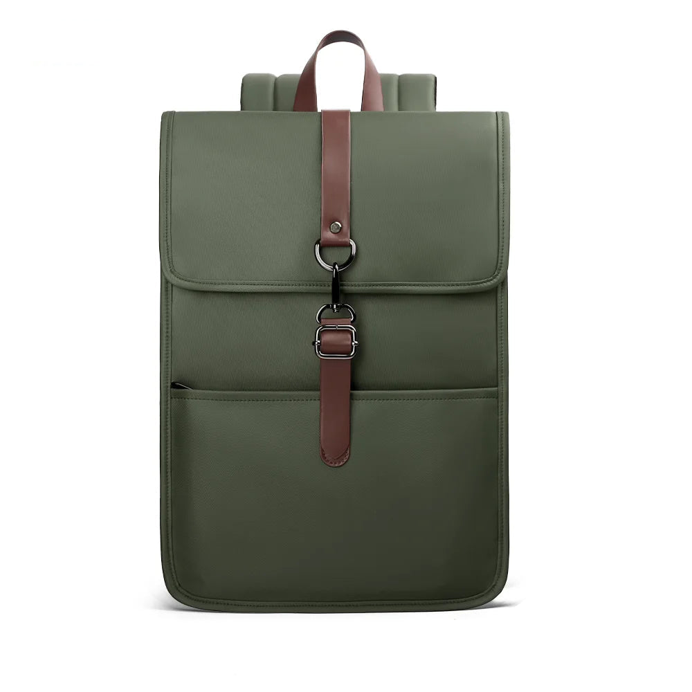 Mochila Vintage Verde con Puerto USB – Elegancia Funcional de Inspiración Británica