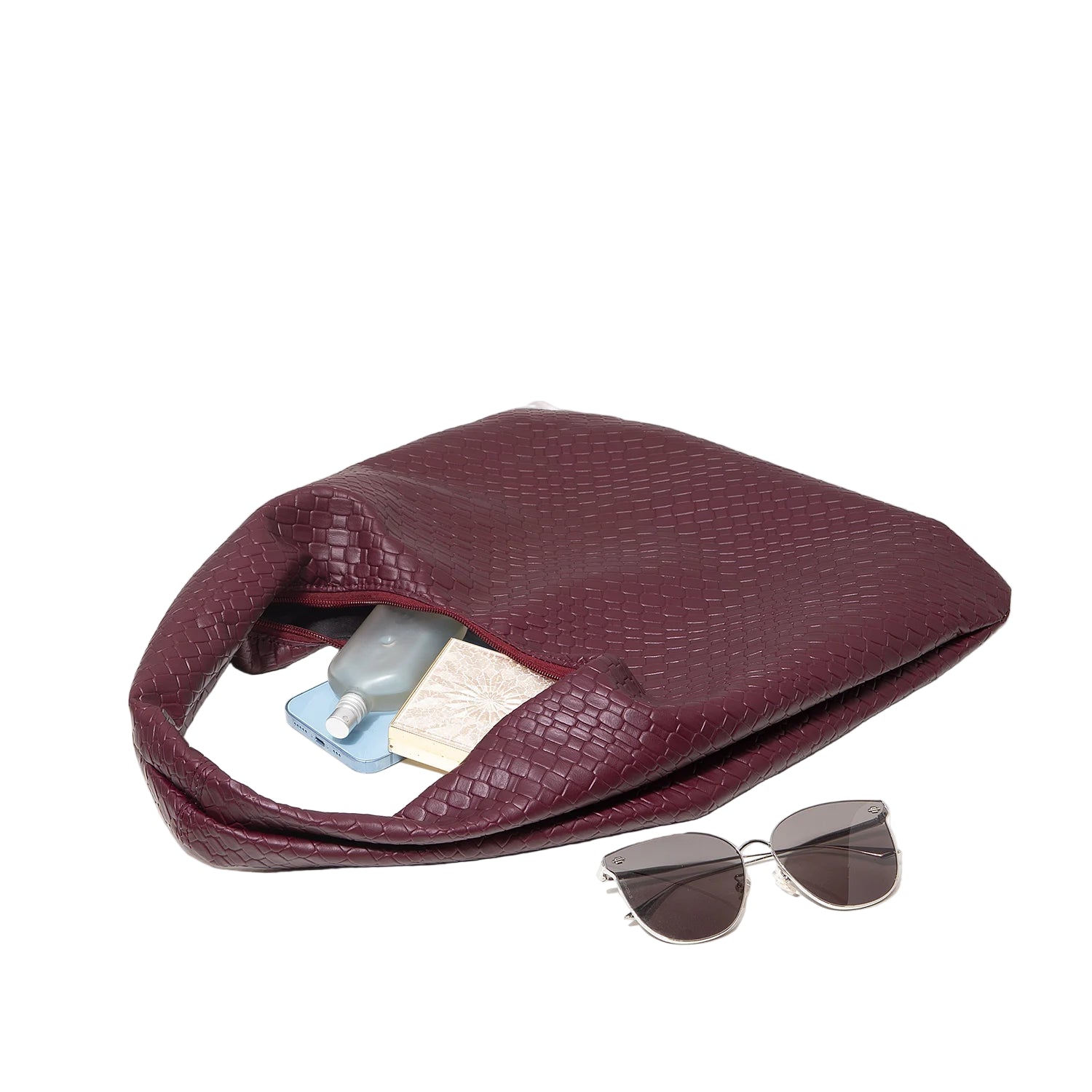 Bolso Media Luna PU Geométrico – Diseño Curvo Sofisticado