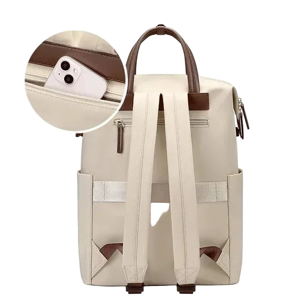 Mochila Urbana Impermeable Color Apricot con Compartimento para Portátil 15,6” – Elegancia Suave y Diseño Moderno