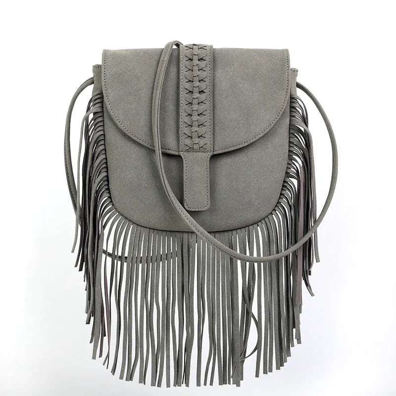 Bolso para Móvil con Flecos Boho – Bandolera de Gamuza Sintética