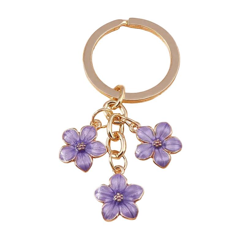 Llavero de Flor de Sakura en Esmalte Lila: Elegancia Japonesa