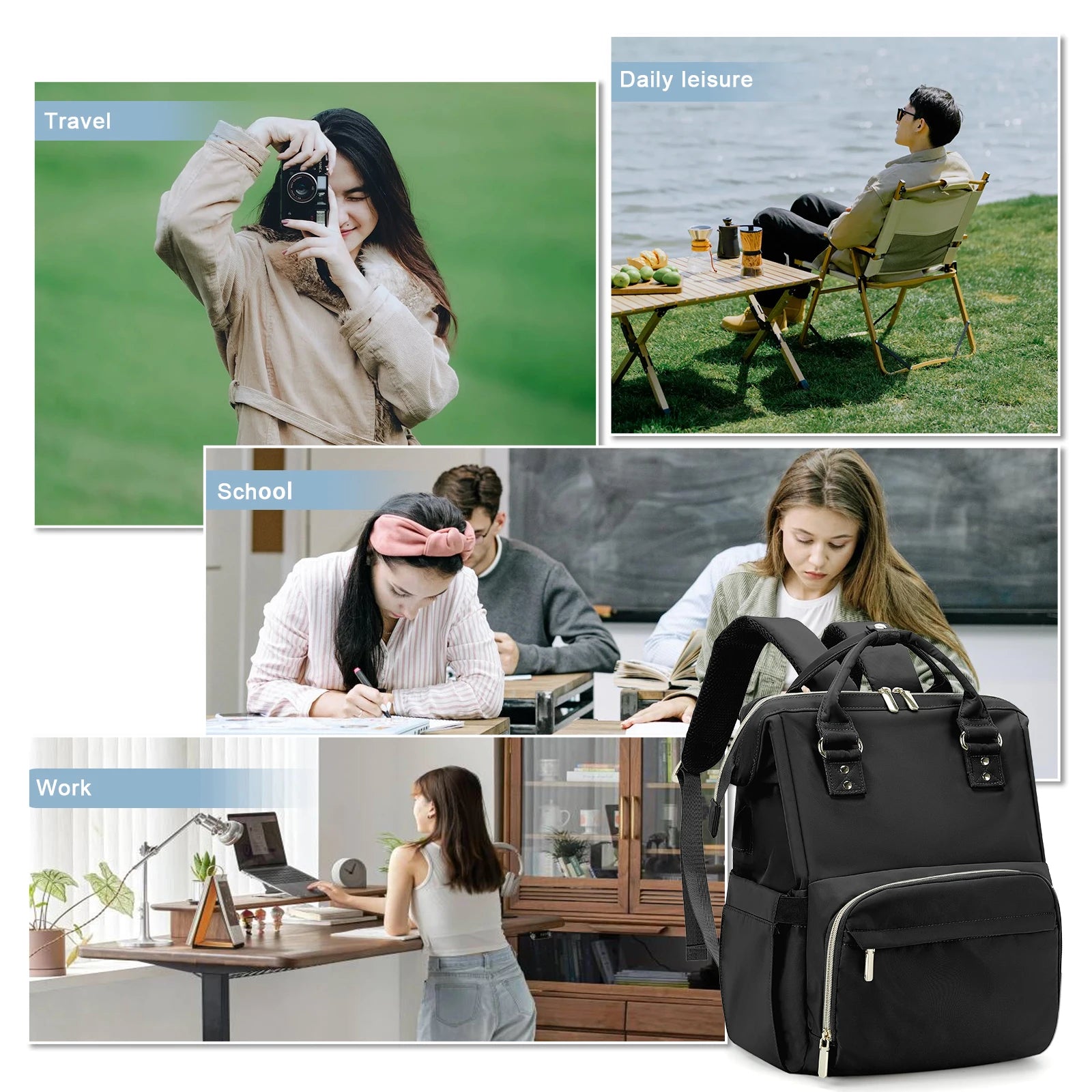 Mochila de Nylon para Mujer Beige – Elegante y Atemporal