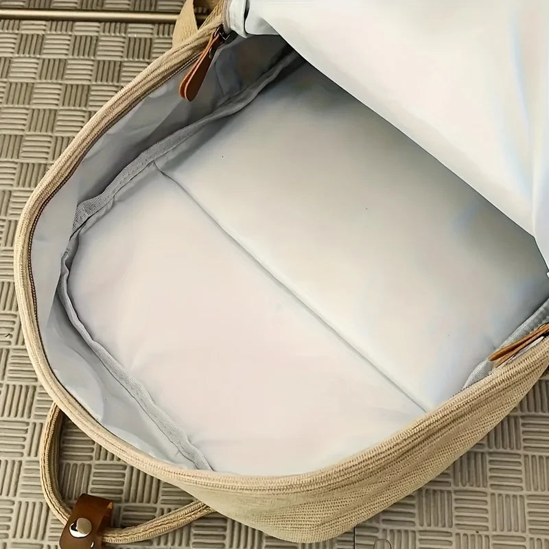 Mochila de Pana Beige Ultraligera 20–35L – Elegancia Natural y Comodidad Diaria