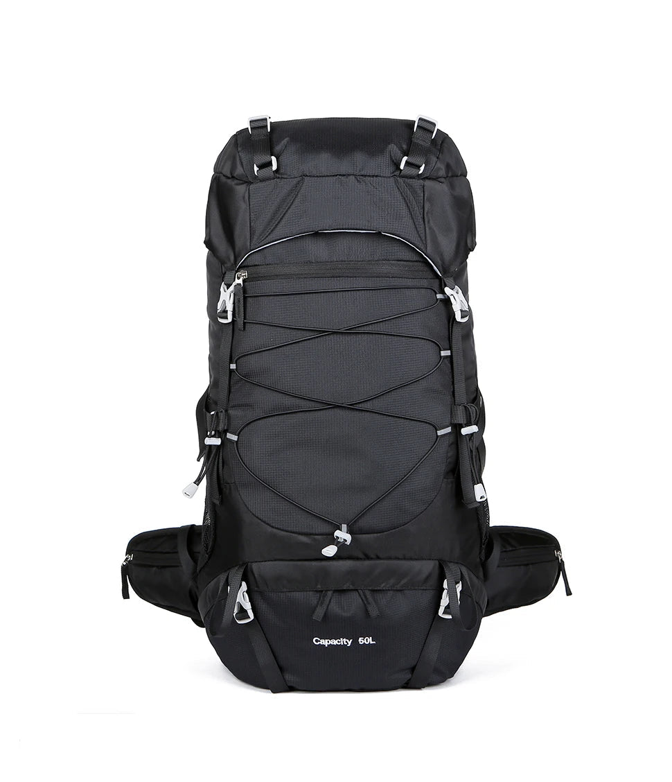 Mochila de Senderismo 50L WEST TUNE Negra – Resistente, Impermeable y Profesional