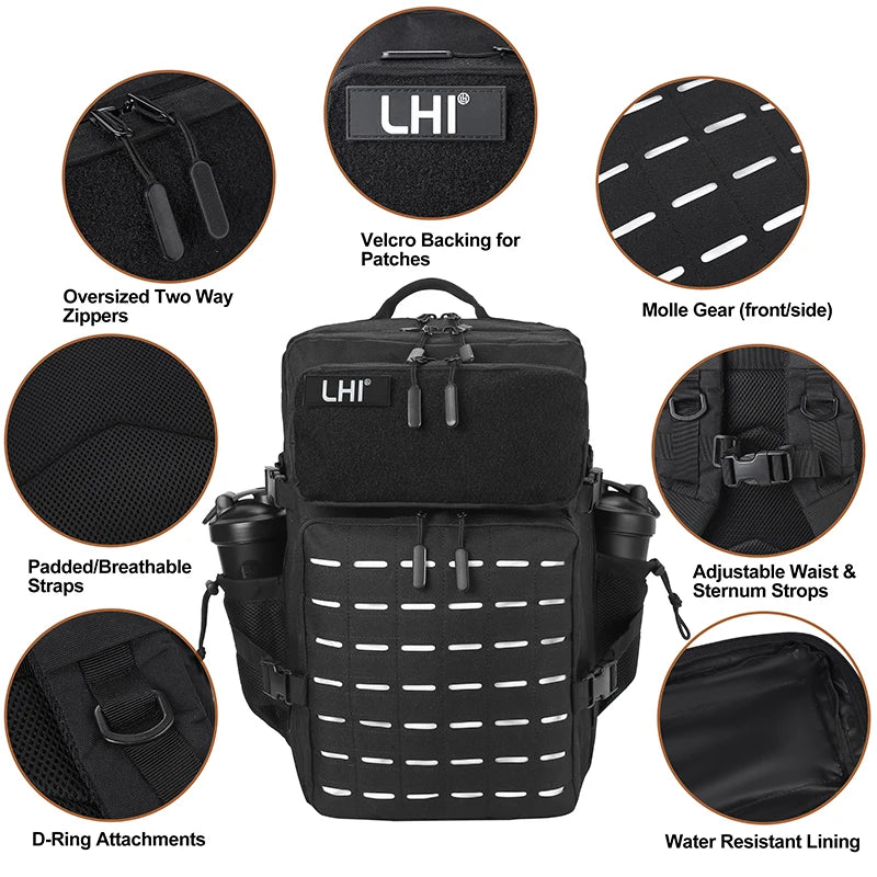 Mochila Táctica de Viaje y Senderismo 45L en Oxford Negro – Resistencia y Alto Rendimiento