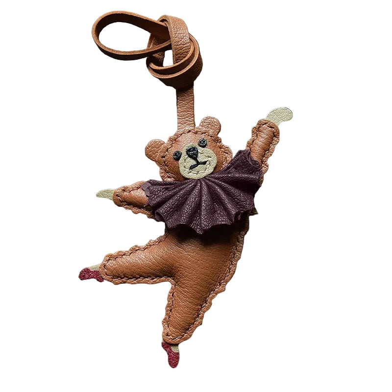 Charm Osito Bailarina Ballet Cuero – Accesorio Romántico Artesanal