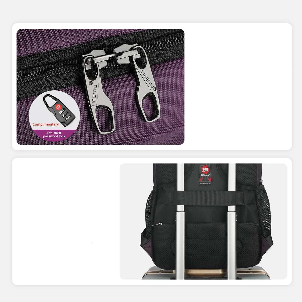 Mochila Antirrobo Impermeable para Portátil Morada 15,6 – Estilo, Seguridad y Funcionalidad