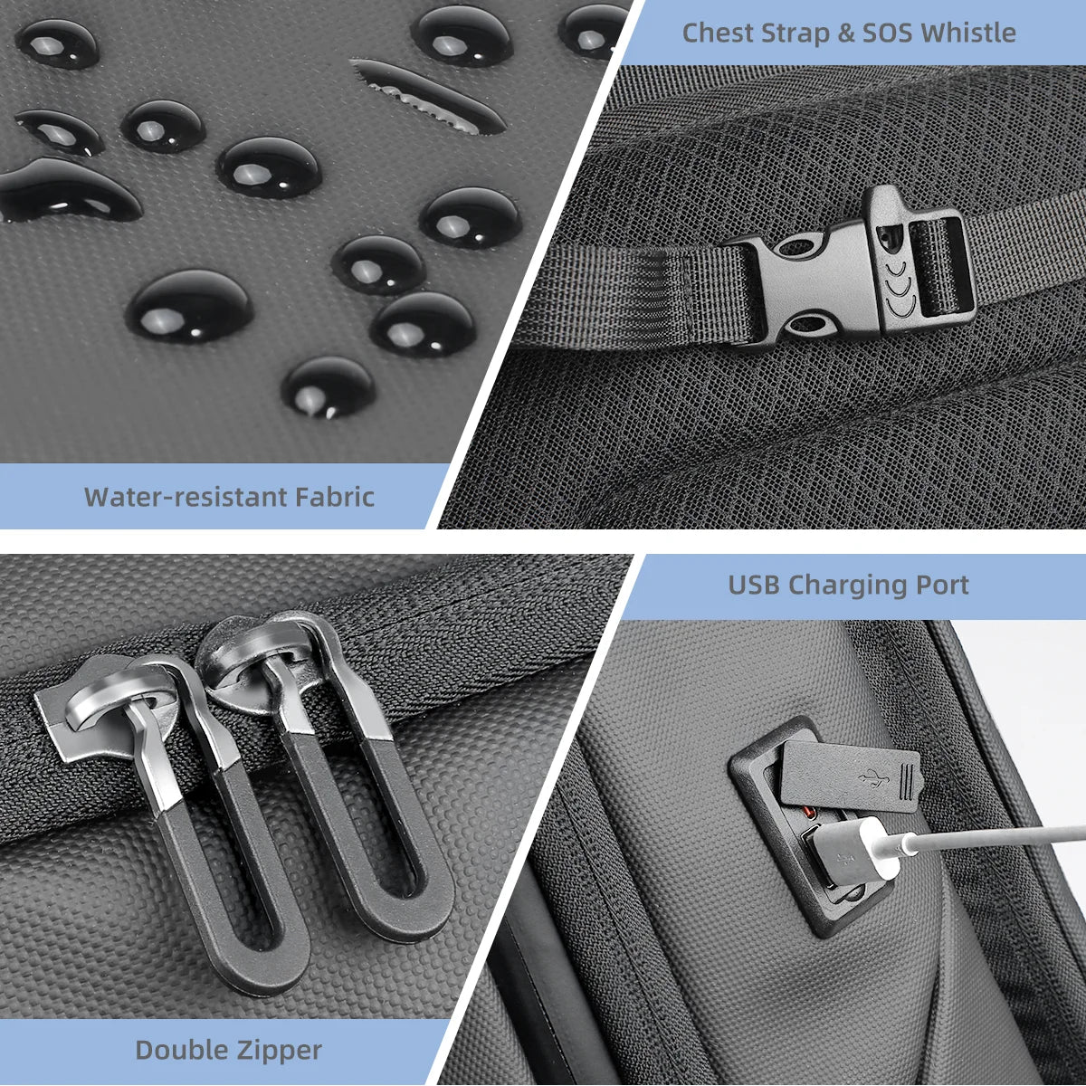 Mochila HK Tech Grey – Gran Capacidad para 17.3", Puerto USB y Seguridad Antirrobo