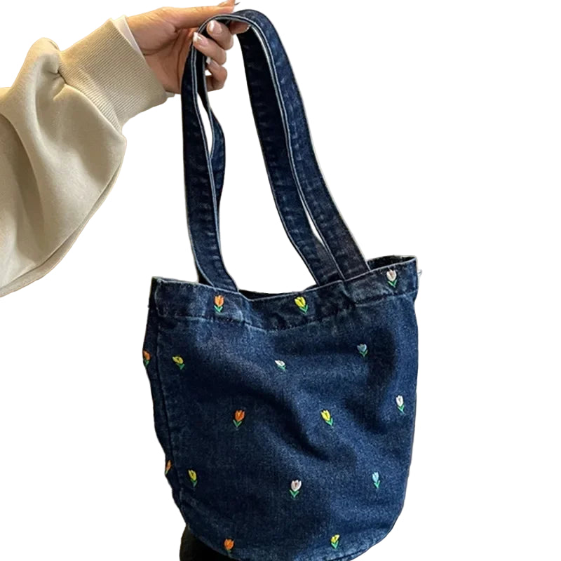 Bolso Bucket Denim Casual – Estilo Vintage Ultraligero