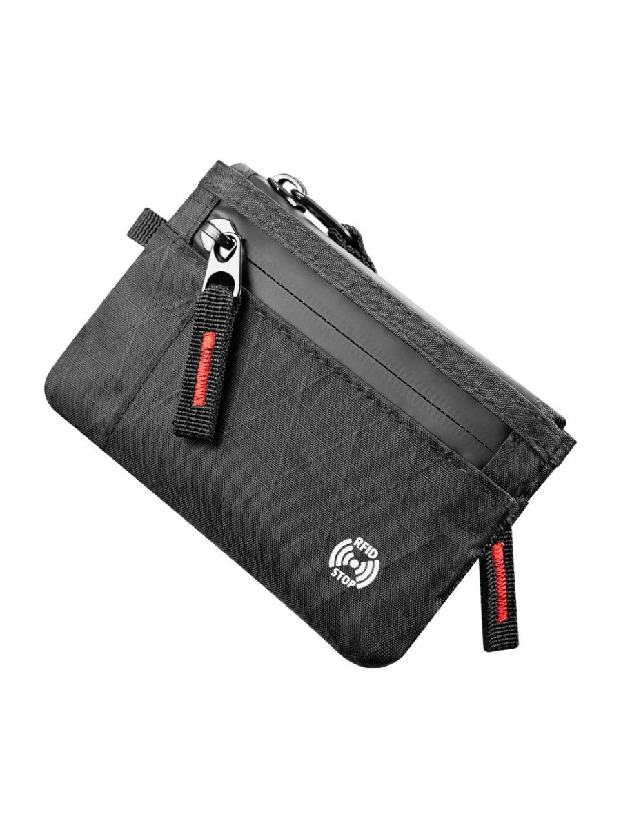 Cartera EDC de Nylon Ultrafina con RFID y Cremallera - Negro