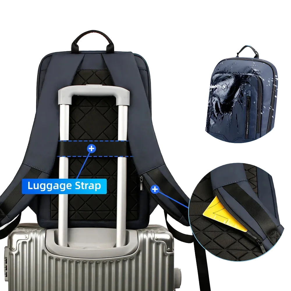 Mochila Urbana Impermeable con Puerto USB-C – Estilo Moderno y Organización Inteligente