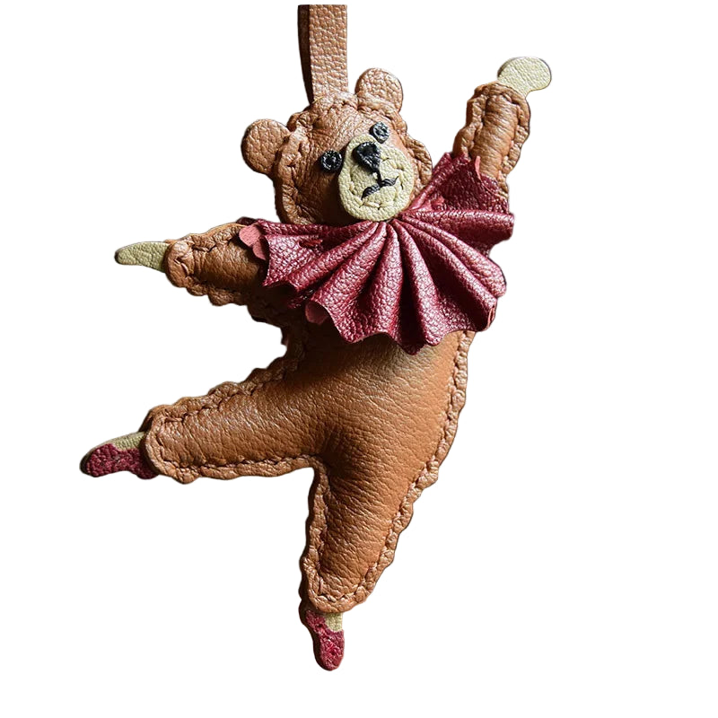 Charm Osito Bailarina Ballet Cuero – Accesorio Romántico Artesanal
