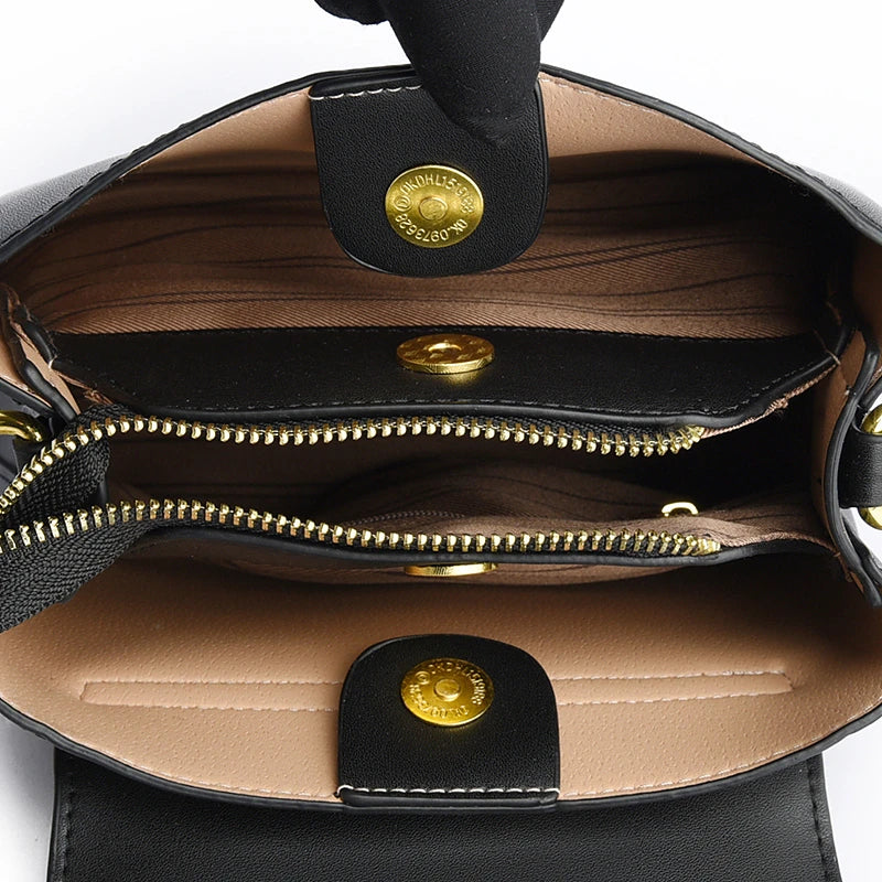 Bolso Tote pequeño de PU con bordados florales y pañuelo chic