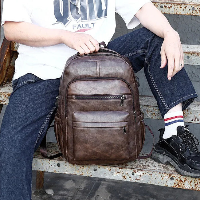 Mochila Casual de Cuero PU Premium – Estilo Urbano y Organización Inteligente
