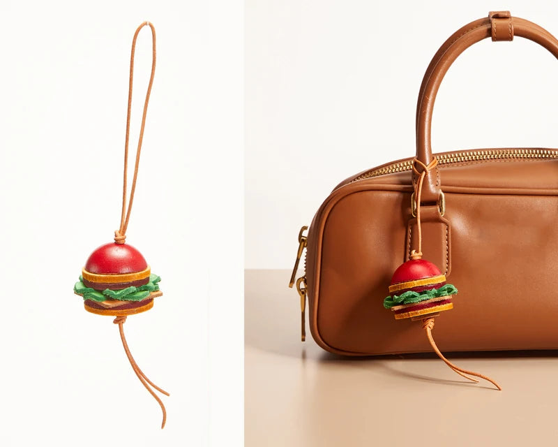 Charm de Cuero en Forma de Hamburguesa – Estilo Divertido y Detalle Sofisticado