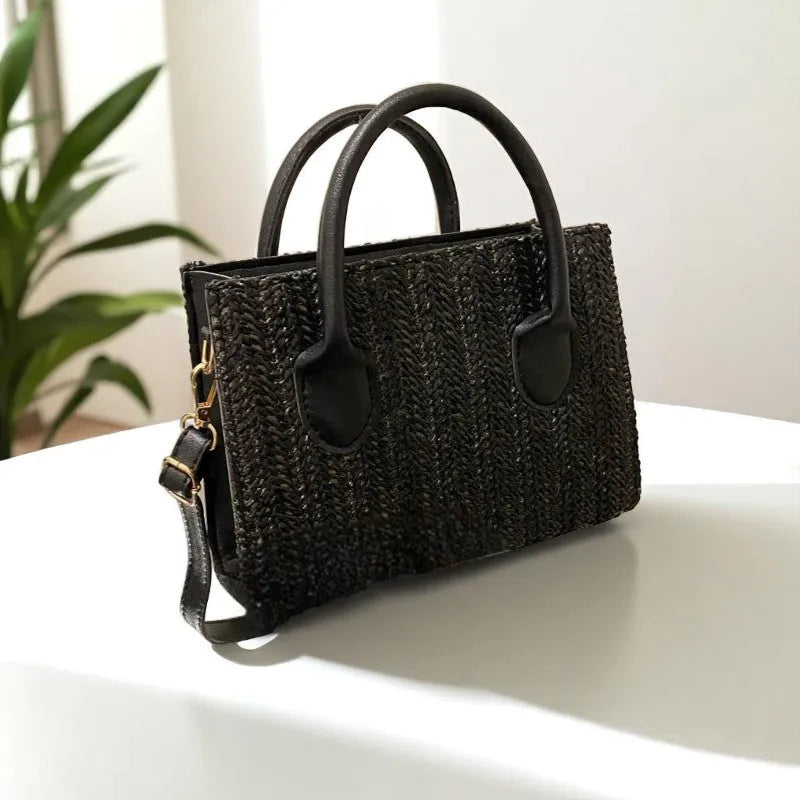 Bandolera de Paja Tejida con Diseño Calado — Estilo Natural y Elegancia