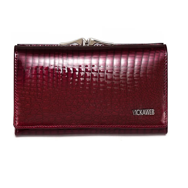 Cartera de Piel Genuina Grabado Cocodrilo con Boquilla