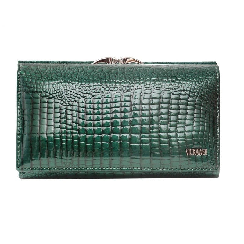 Cartera de Piel Genuina Grabado Cocodrilo con Boquilla