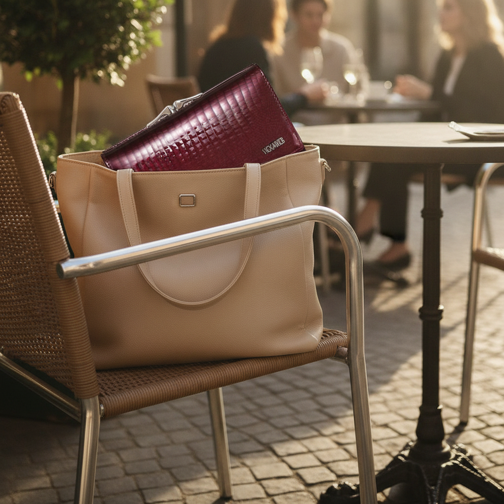 Cartera de Piel Genuina Grabado Cocodrilo con Boquilla