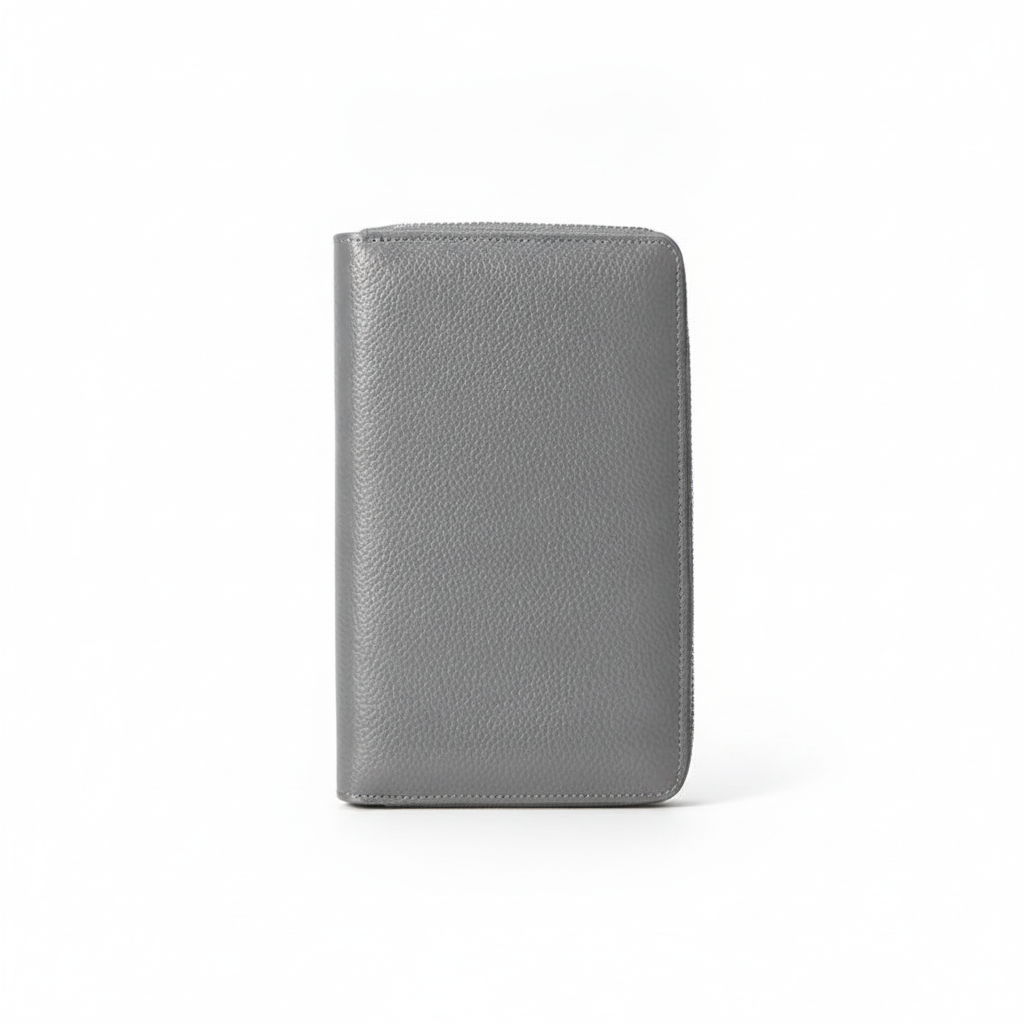 Cartera Larga de Piel de Vaca con Cremallera y RFID