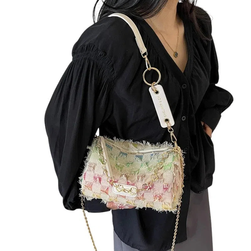 Bolso Bandolera Denim Colores con Cuadros