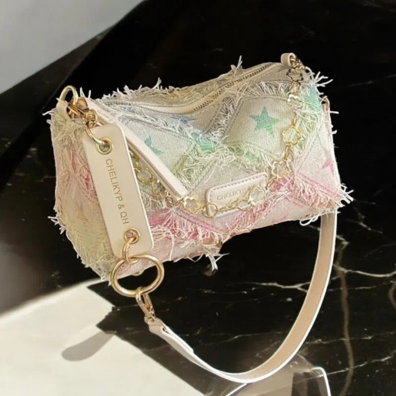 Bolso Bandolera Denim Colores con Estrellas