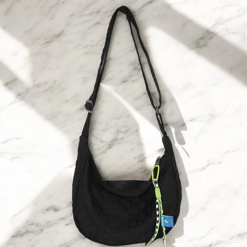 Bolso Bandolera Diseño Cuadros Negro