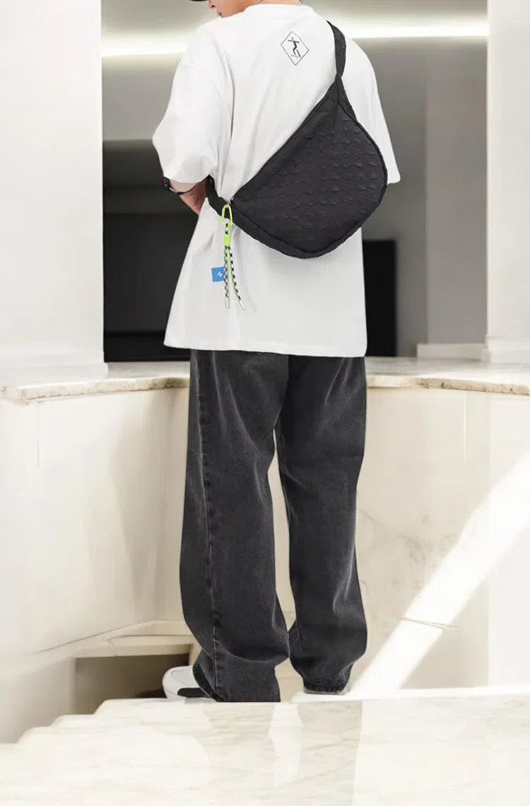 Bolso Bandolera Diseño Cuadros Negro