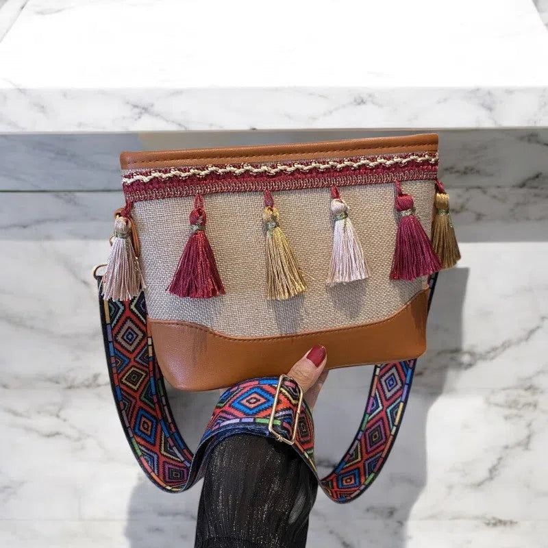 Bolso Bandolera Estilo Peruana Café