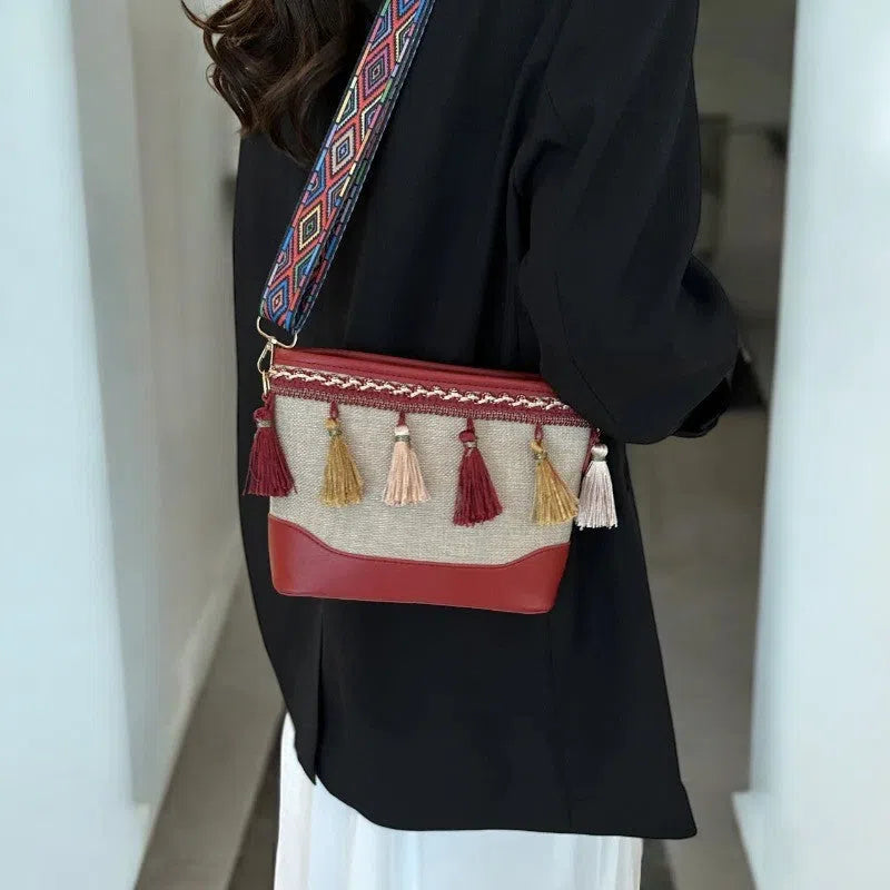 Bolso Bandolera Estilo Peruana Rojo