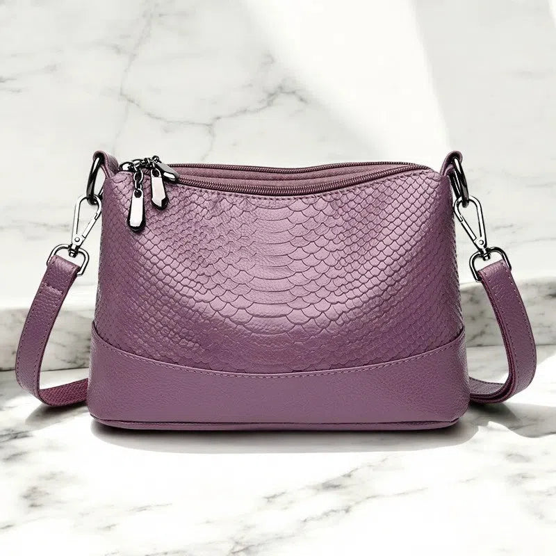 Bolso Bandolera Vintage de Piel de Cocodrilo Lila