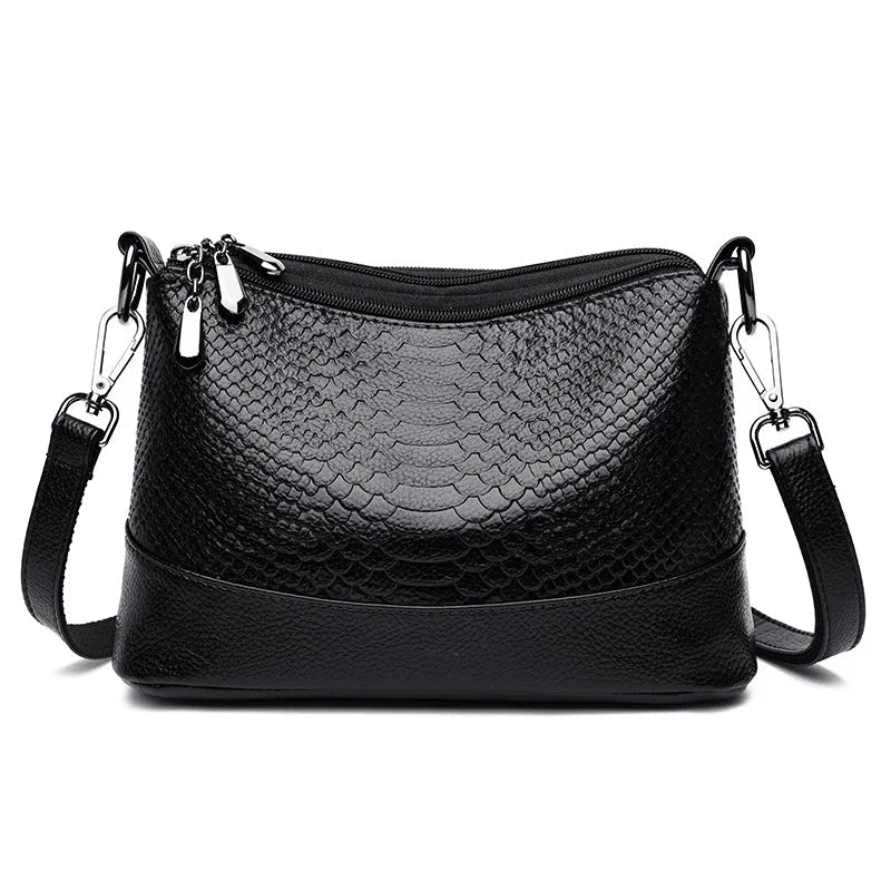 Bolso Bandolera Vintage de Piel de Cocodrilo Negro