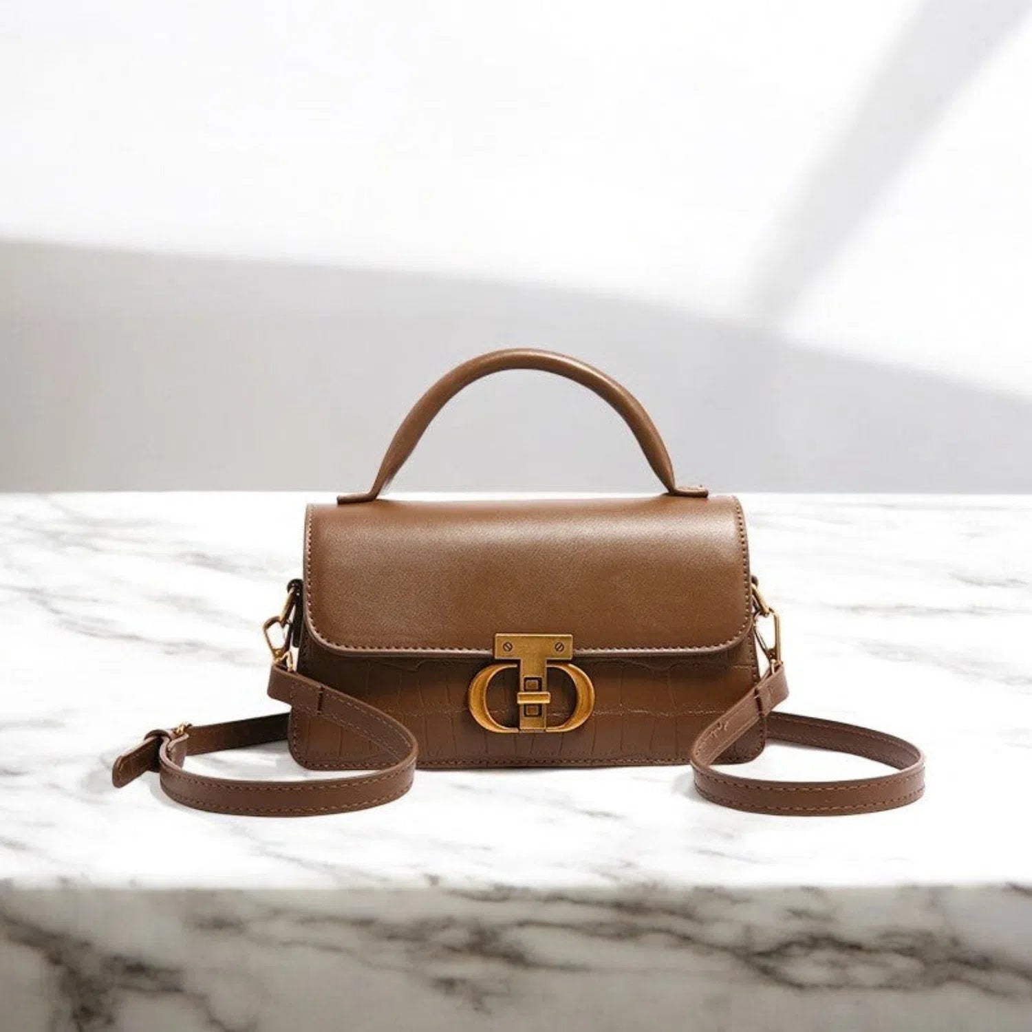 Bolso Bandolera de Cuero PU Caqui