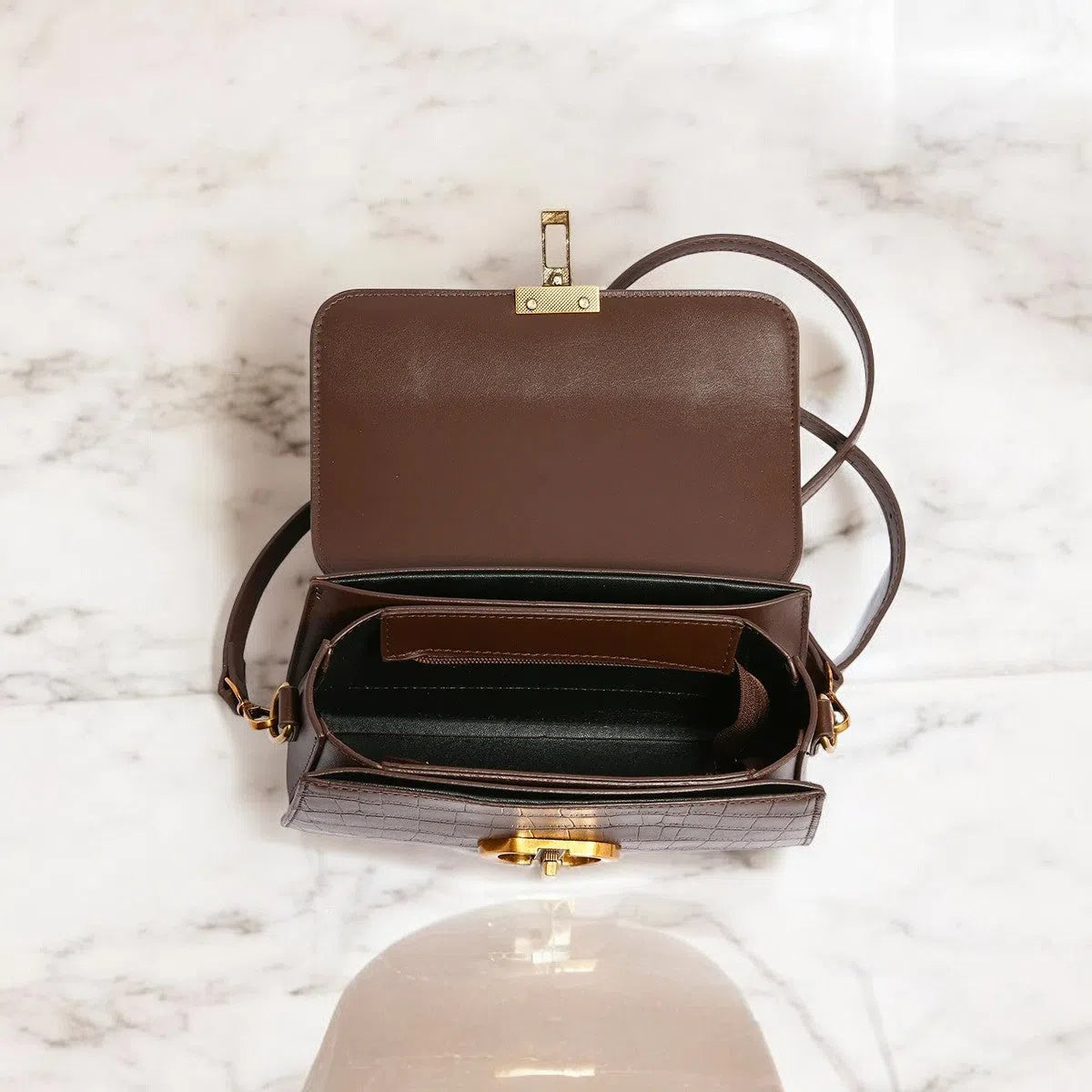 Bolso Bandolera de Cuero PU Negro