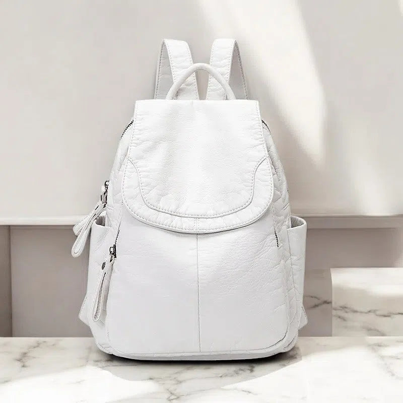 Bolso Mochila Casual de Piel Sintética Blanco