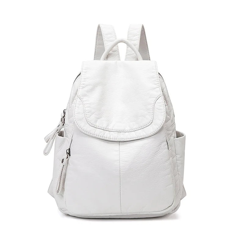 Bolso Mochila Casual de Piel Sintética Blanco