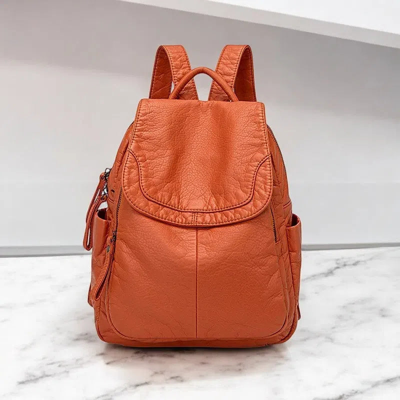 Bolso Mochila Casual de Piel Sintética Naranja