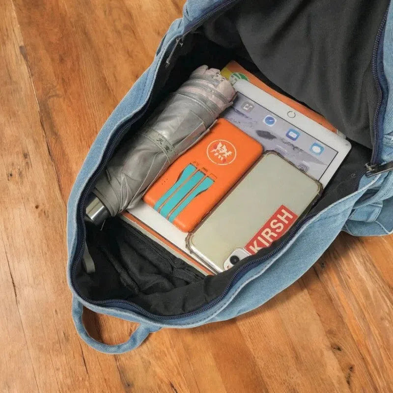 Bolso Mochila Denim Casual Azul