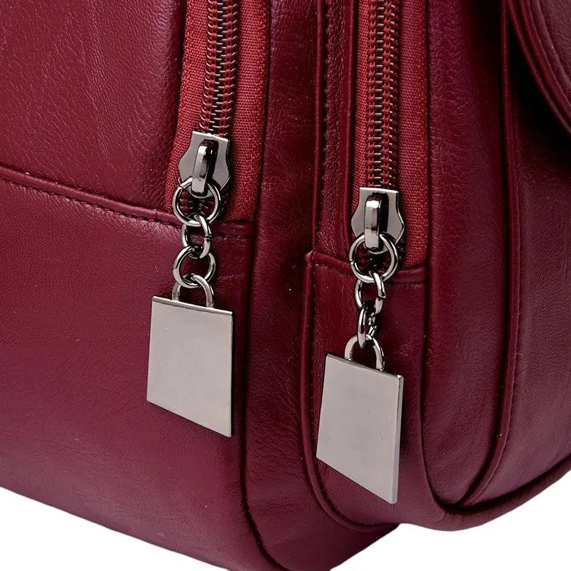 Bolso Mochila y Bandolera Elegante de PU Vino