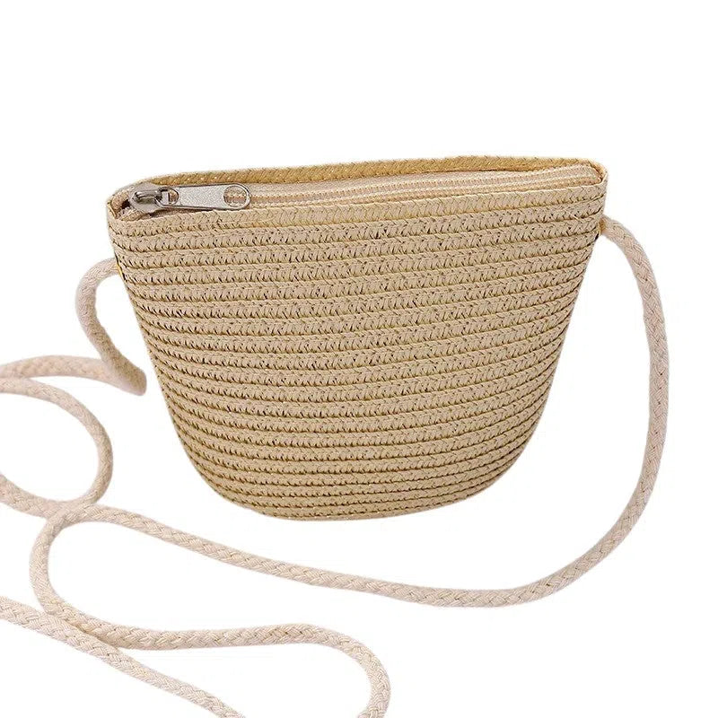 Bolso Playa Mini Tejido de Paja Beige