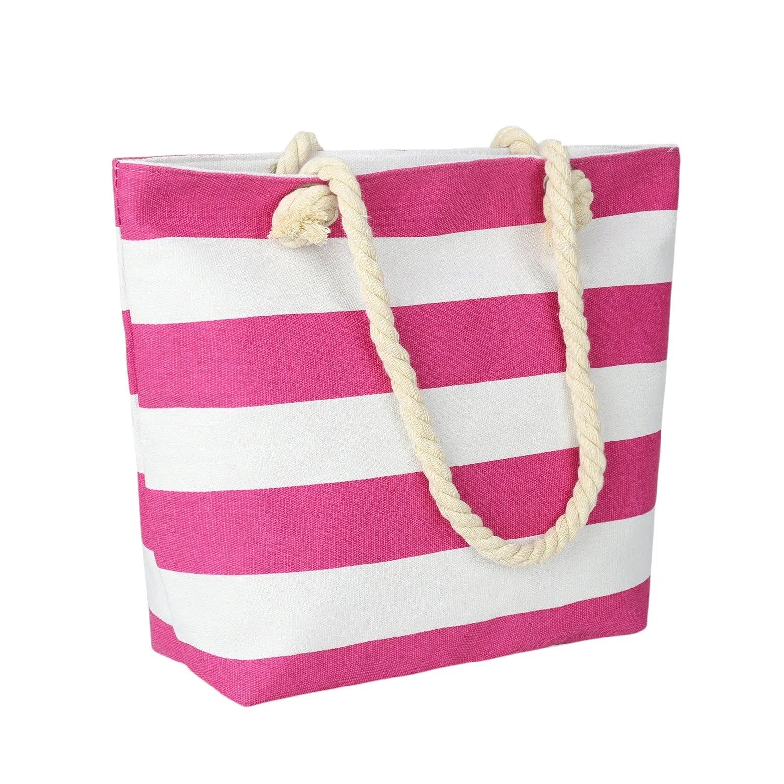 Bolso Playa Rayas con Asas Trenzadas