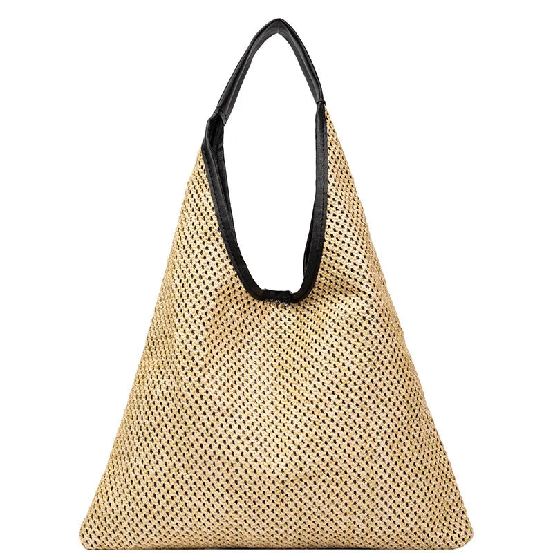 Bolso Rafia de Hombro Elegante Caqui