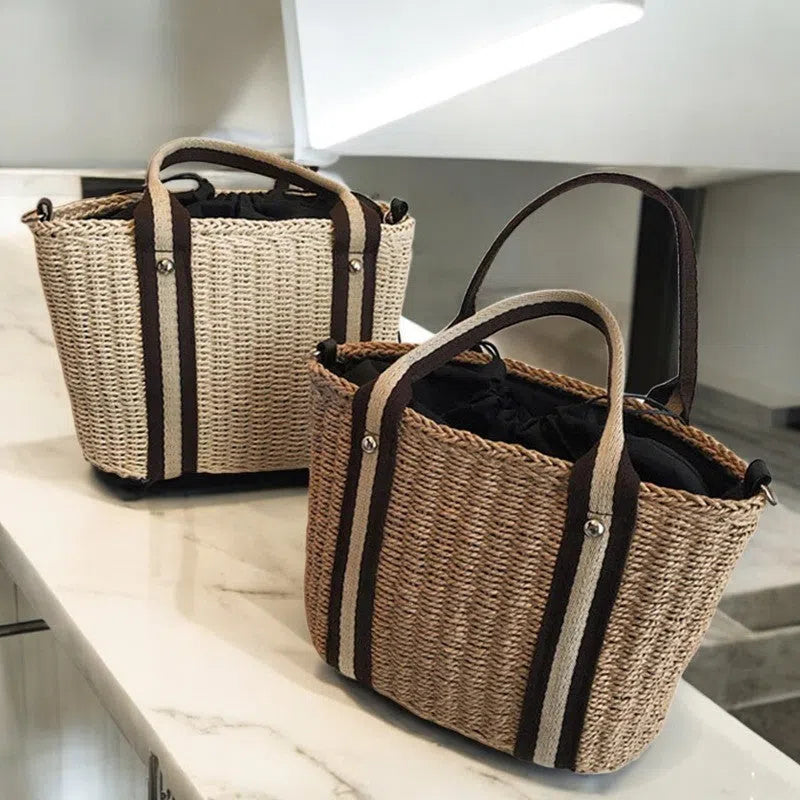 Bolso Rafia para Playa Rígido Beige