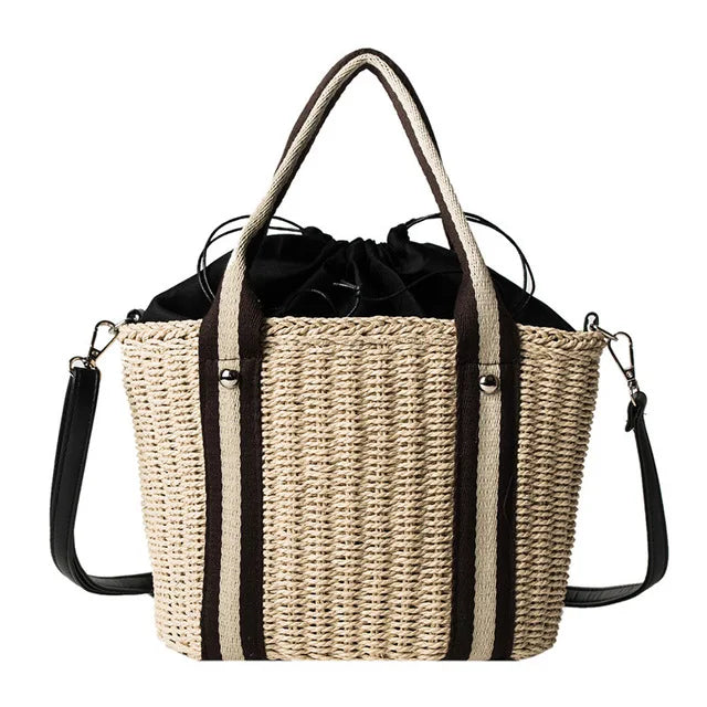 Bolso Rafia para Playa Rígido Beige