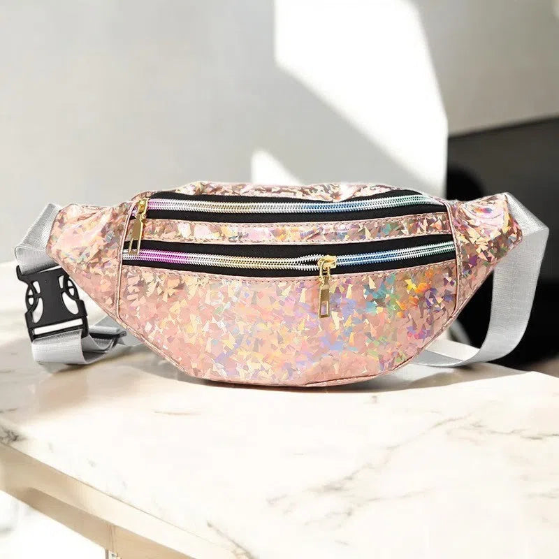 Bolso Riñonera Metálica Neón de Prismas