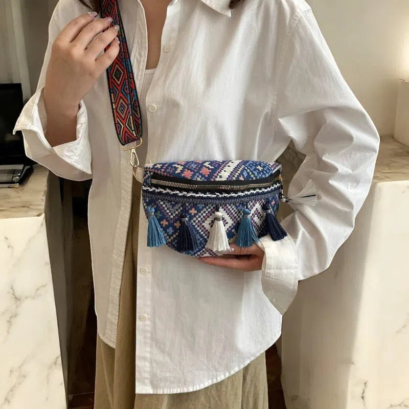 Bolso Riñonera Peruana Bohemia Azul