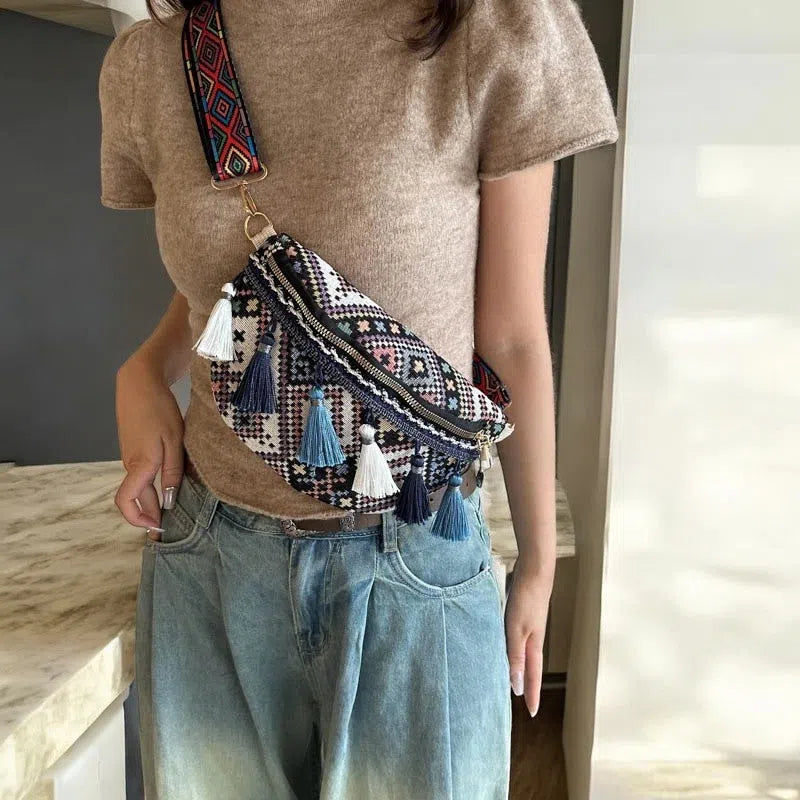 Bolso Riñonera Peruana Bohemia Negra