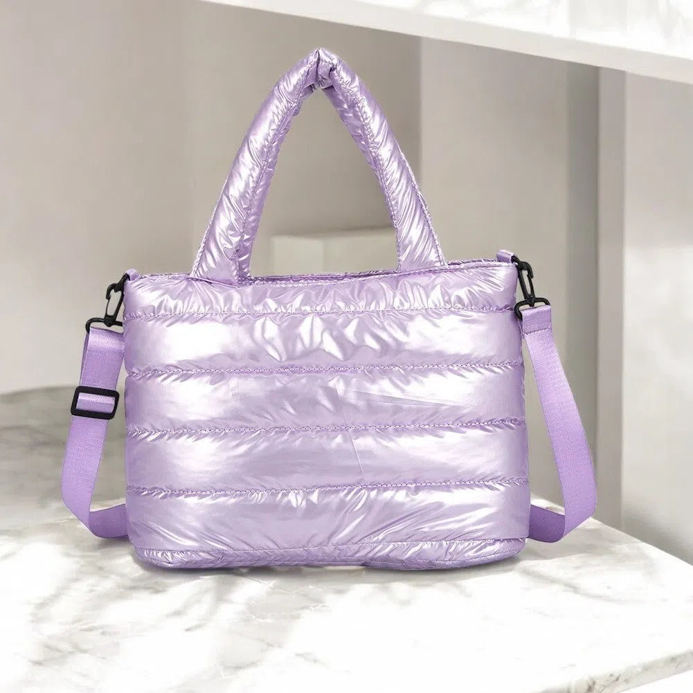 Bolso Shopper Acolchado Metalizado Colores Pastel