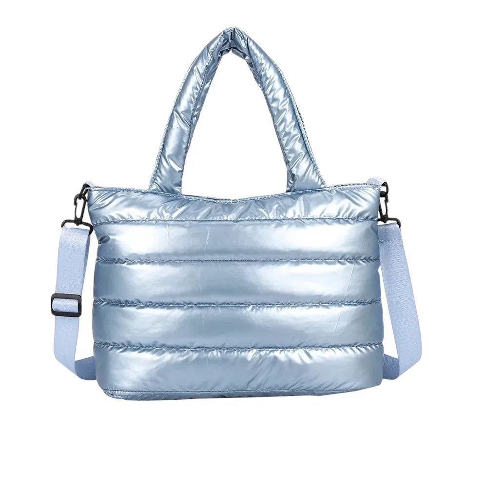 Bolso Shopper Acolchado Metalizado Colores Pastel