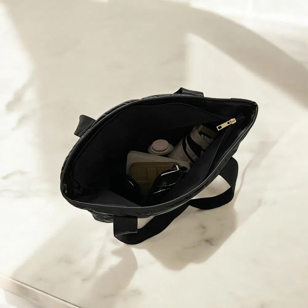 Bolso Shopper Acolchado Nylon Negro